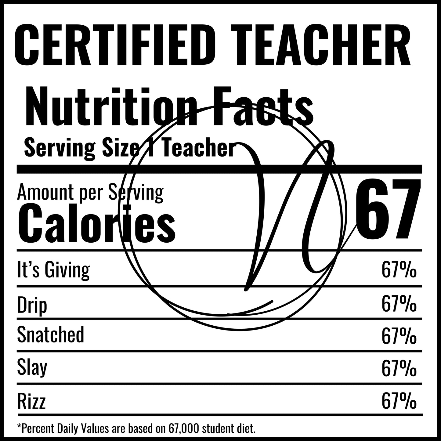 Certified 67 Teacher Shirt